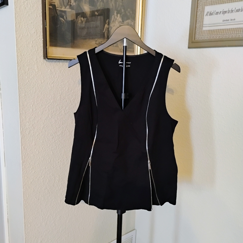 Lane Bryant Black Tank Top with Zipper Accents